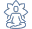 Icon of someone sitting with a bright light behind them.